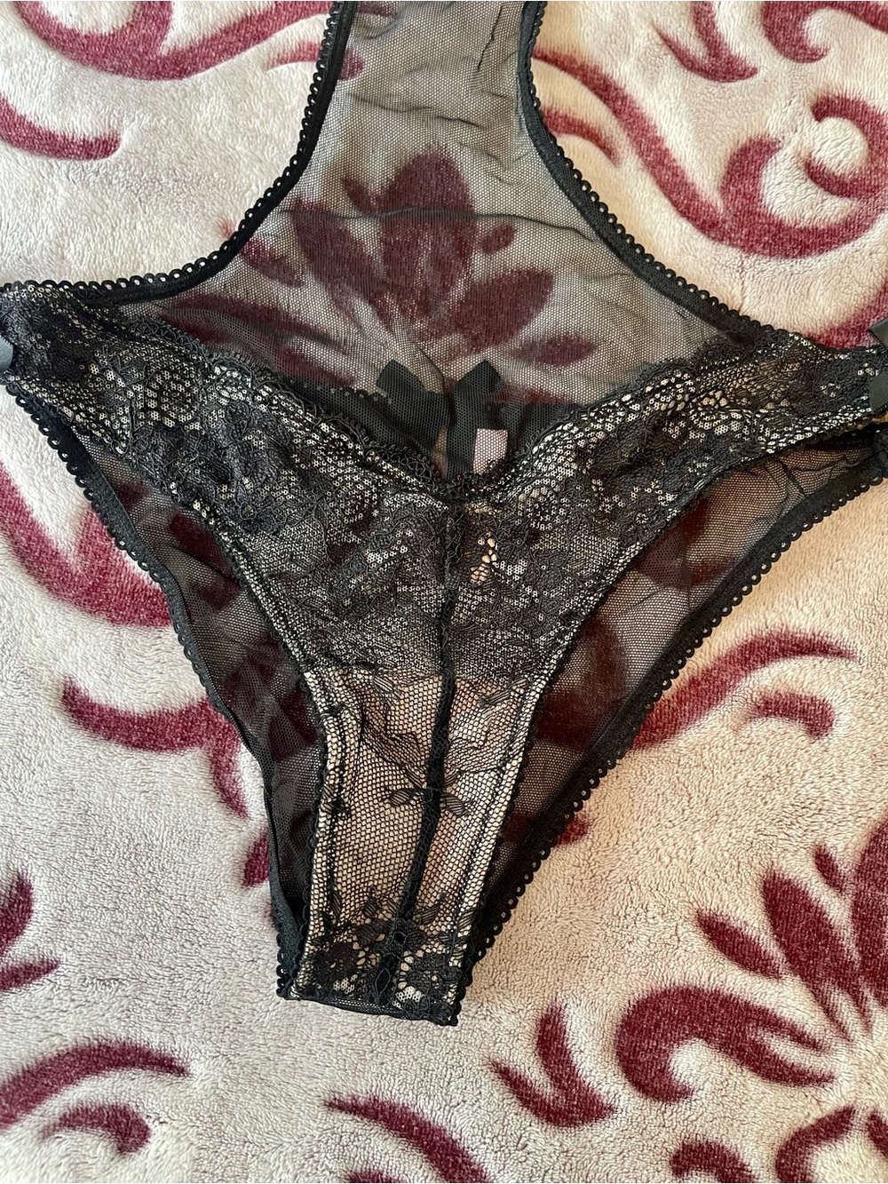 Victoria's Secret Black Nude Sheer Lace Teddy Bodysuit Small - Picture 3 of 13